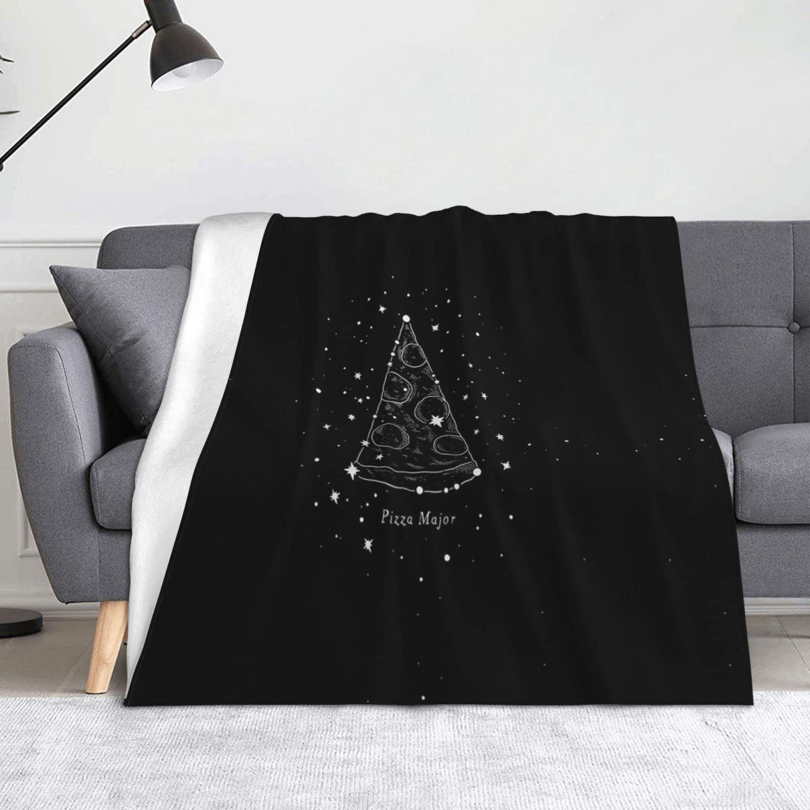 Couverture pizza en flanelle de constellation plaid microfibre doux pour lit