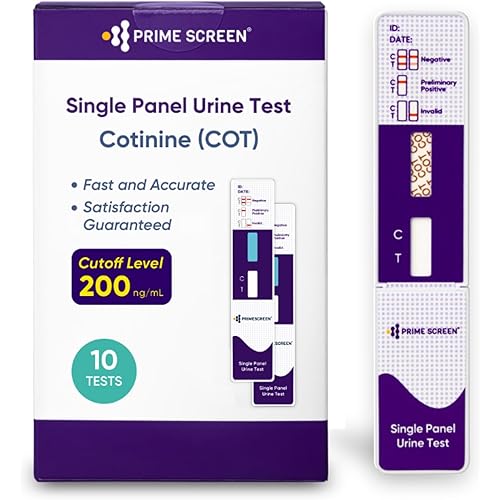 Prime Screen [10 Pack] Nicotine Tobacco Cotinine Urine Test Kit - Urine Dip Card Testing Cotinine from Smoking - WCOT-114