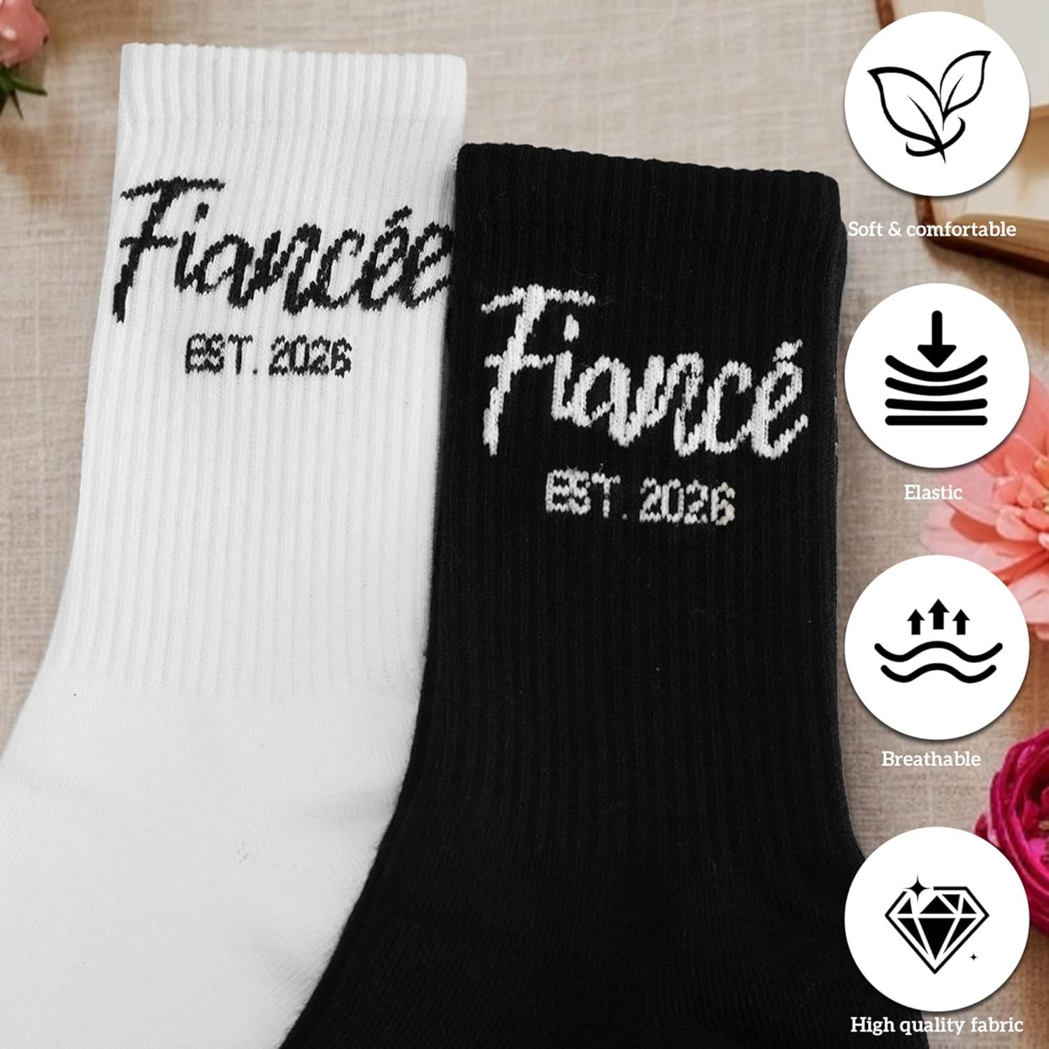 Engagement Wedding Gifts For Couples Newlywed, Fiance and Fiancee Socks for Bachelorette Party Decorations - Image 5