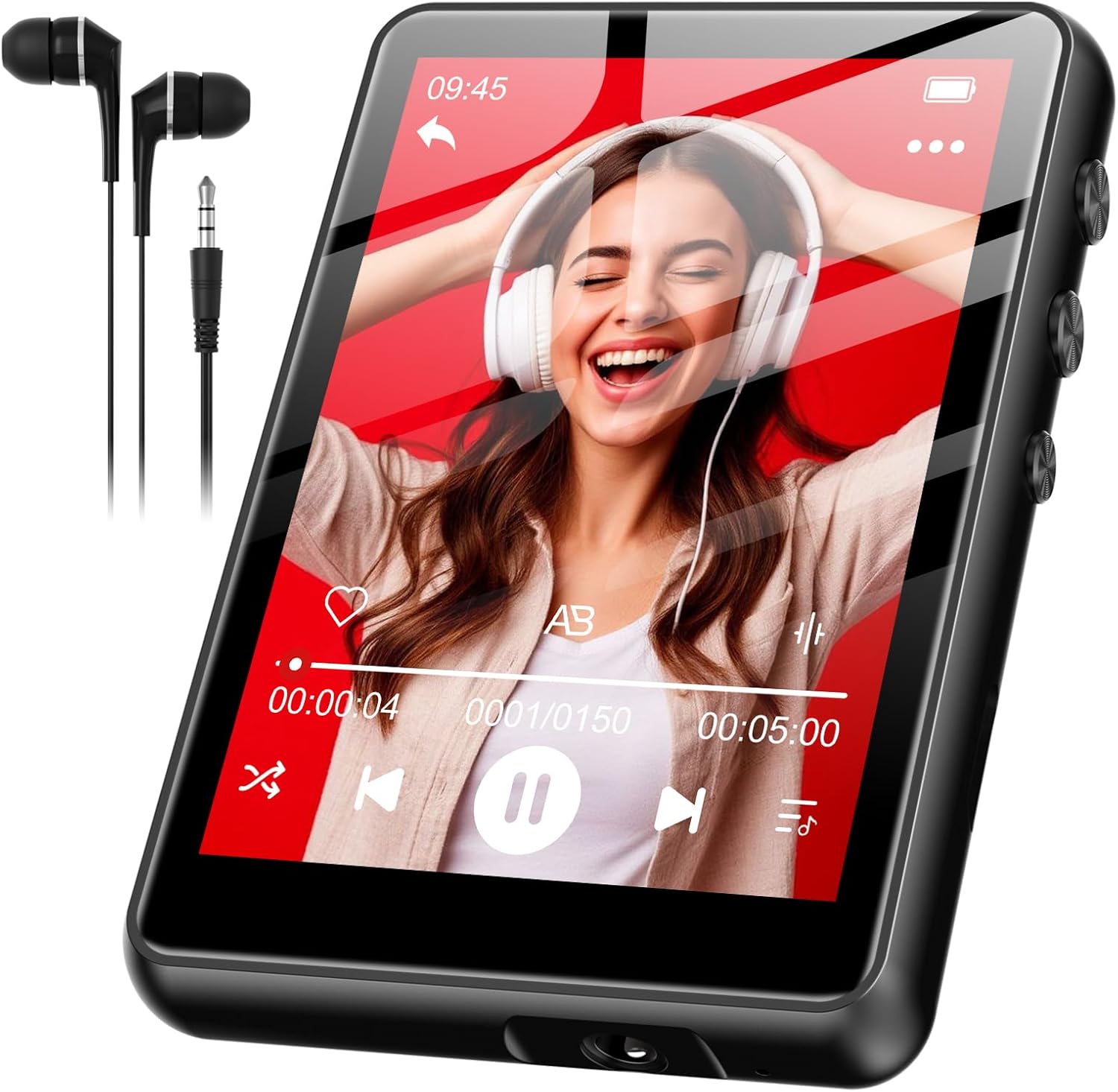 MP3 Player Bluetooth 5.3 - SWOFY 64GB Mp3 Music Player with 2.4" Touch Screen, Portable Digital Audio Player with HD Speaker FM Radio, Recording Support up 512GB Black