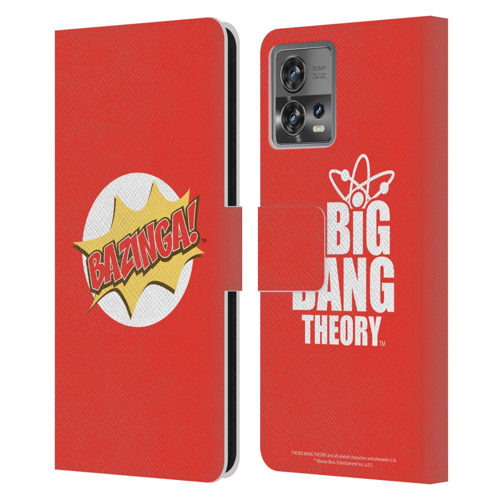 Head Case Designs Officially Licensed The Big Bang Theory Pop Art Bazinga Leather Book Wallet Case Cover Compatible with Motorola Moto Edge 30 Fusion
