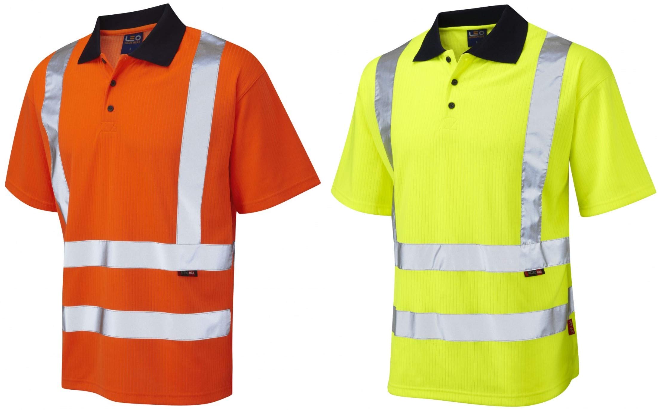 Leo Workwear P01 Croyde Men Hi Vis Polo Shirt#XL~Orange