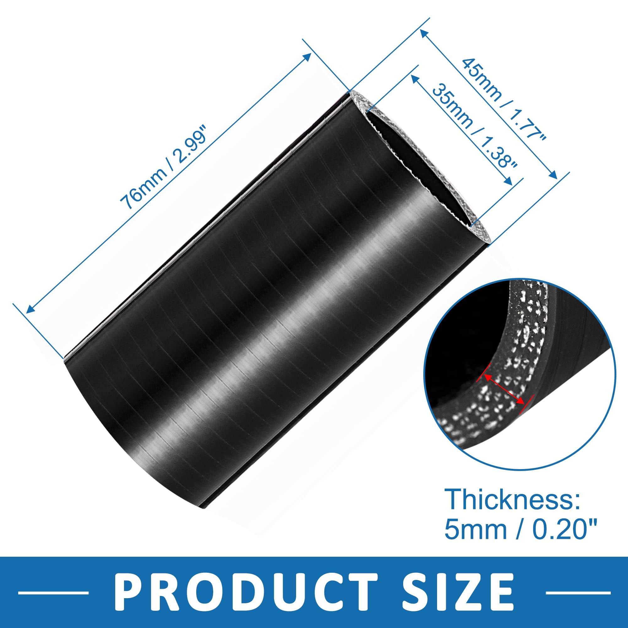 A ABSOPRO Coupleur Tuyau Silicone Droit 35 Mm Noir – Renfort Refroidissement Moteur Universel Ultra Résistant