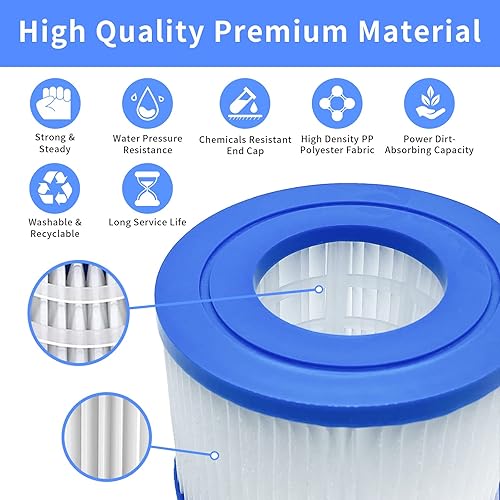 Miniatura 3 de Cartucho de repuesto para filtro de piscina tipo VI 6 unidades de SPA y bañera de hidromasaje inflable para Bestway Lay-Z-Spa Coleman SaluSpa Intex