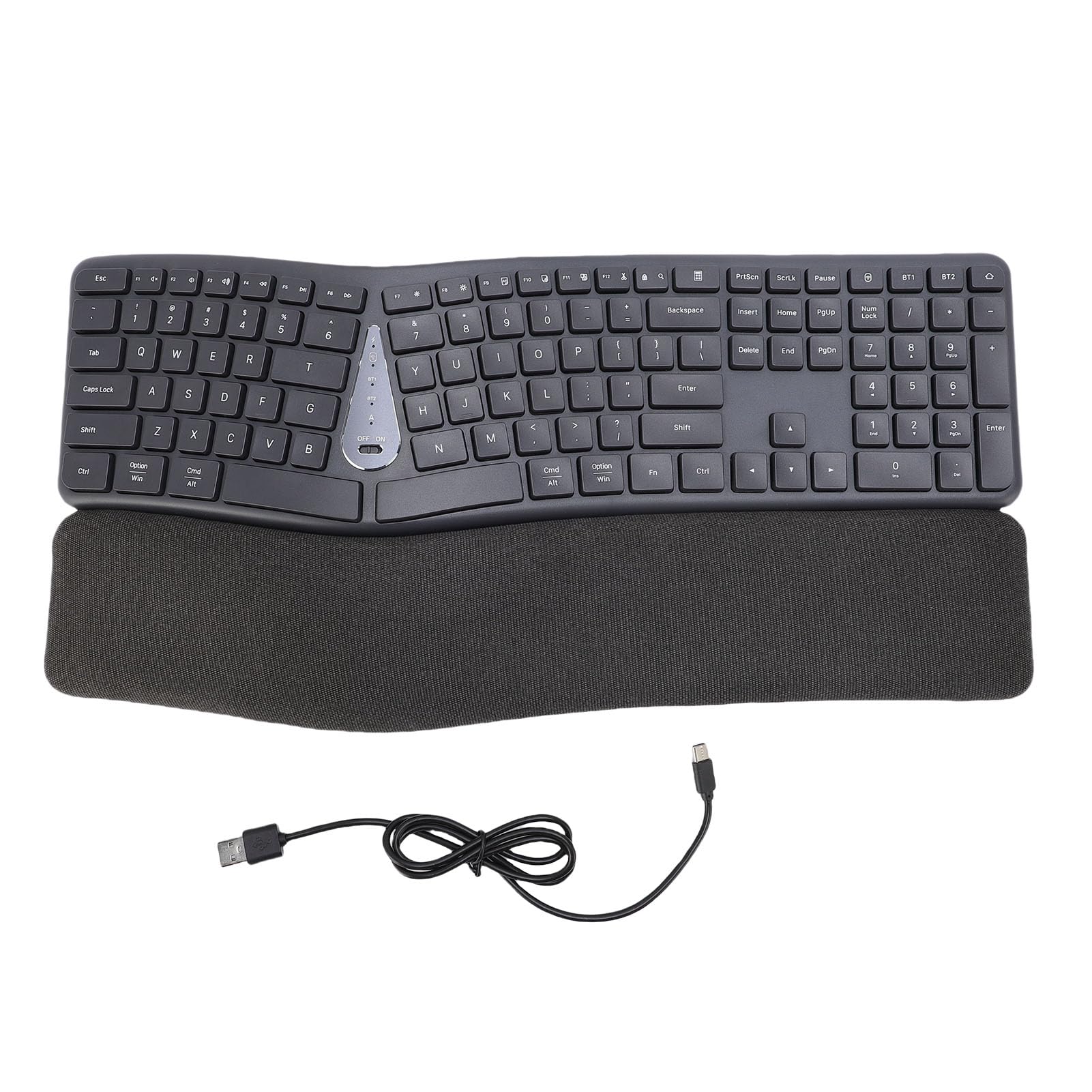 Irfora Tastiera Ergonomica Divisa, Wireless 2.4G, 111 Tasti, Ricaricabile, con Poggiapolsi imbottito.