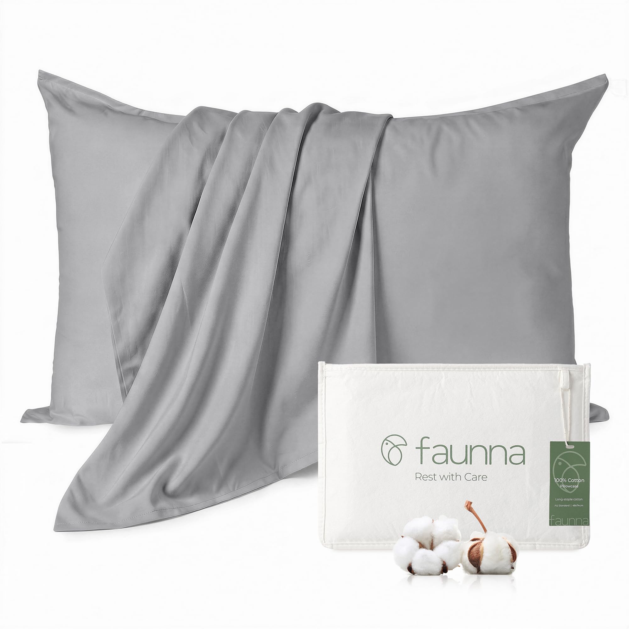 FAUNNA 100% Cotton Pillow Protectors, 600 Thread Count