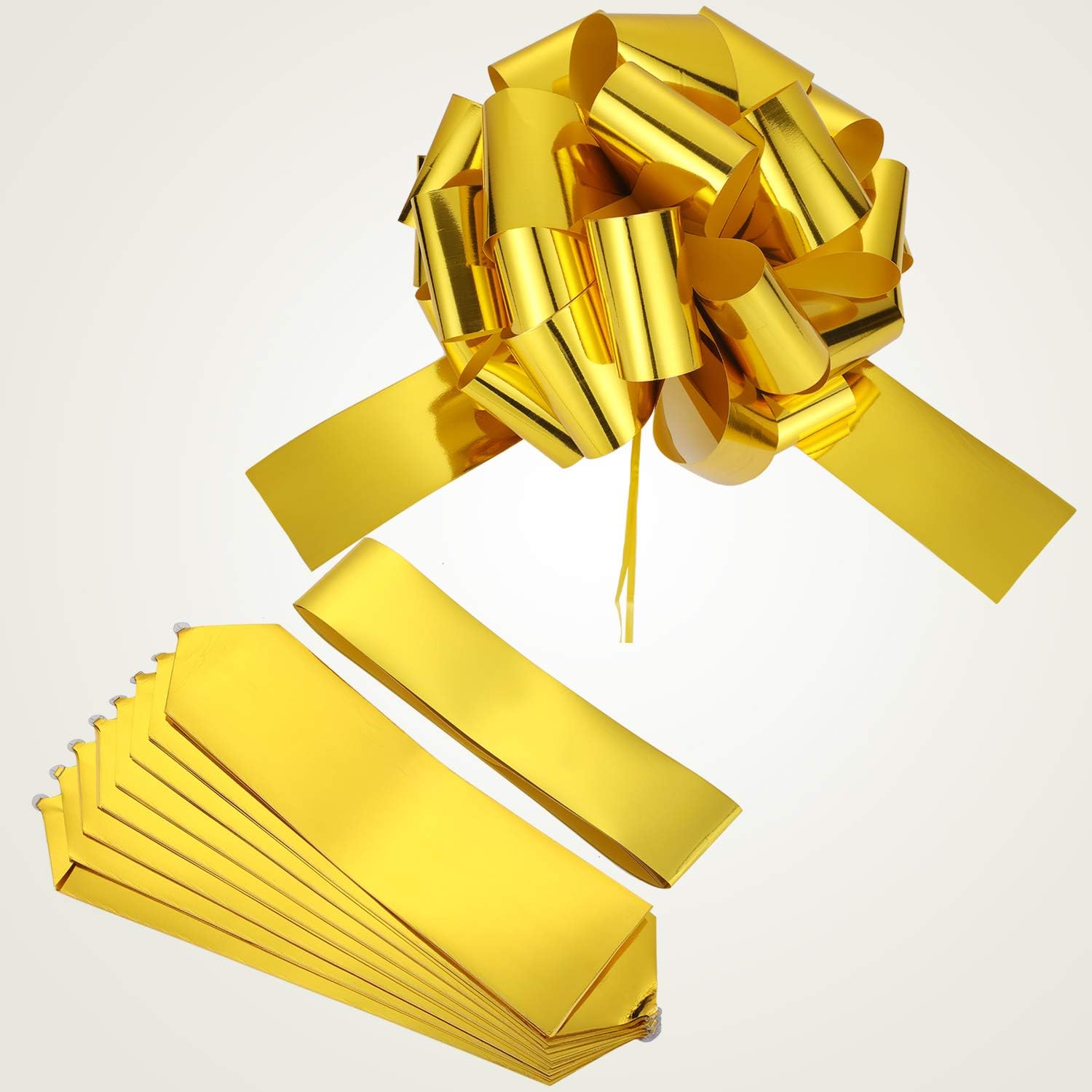 Zonon Big Car Bow Giant Car Bow with 20 ft Ribbon for Large Gift Wrapping New Houses Huge Present Birthday Christmas Decor(20 Inch,Gold) - Image 2