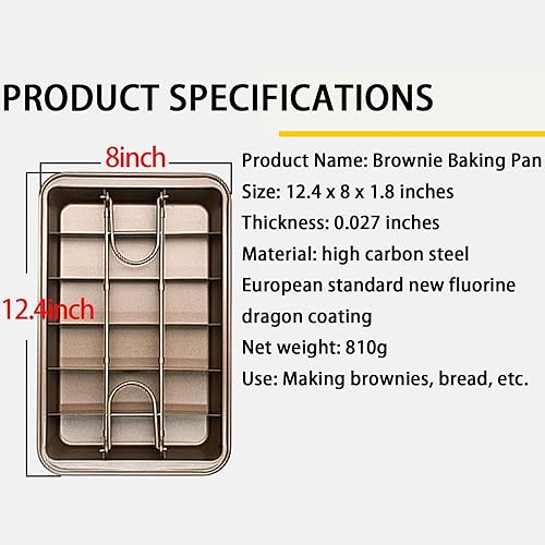 Miniatura 4 de Kundalini Bandeja para brownie con divisores antiadherente rectangular con rebanadora integrada, puede hacer bocados de brownie, pasteles, dulces de