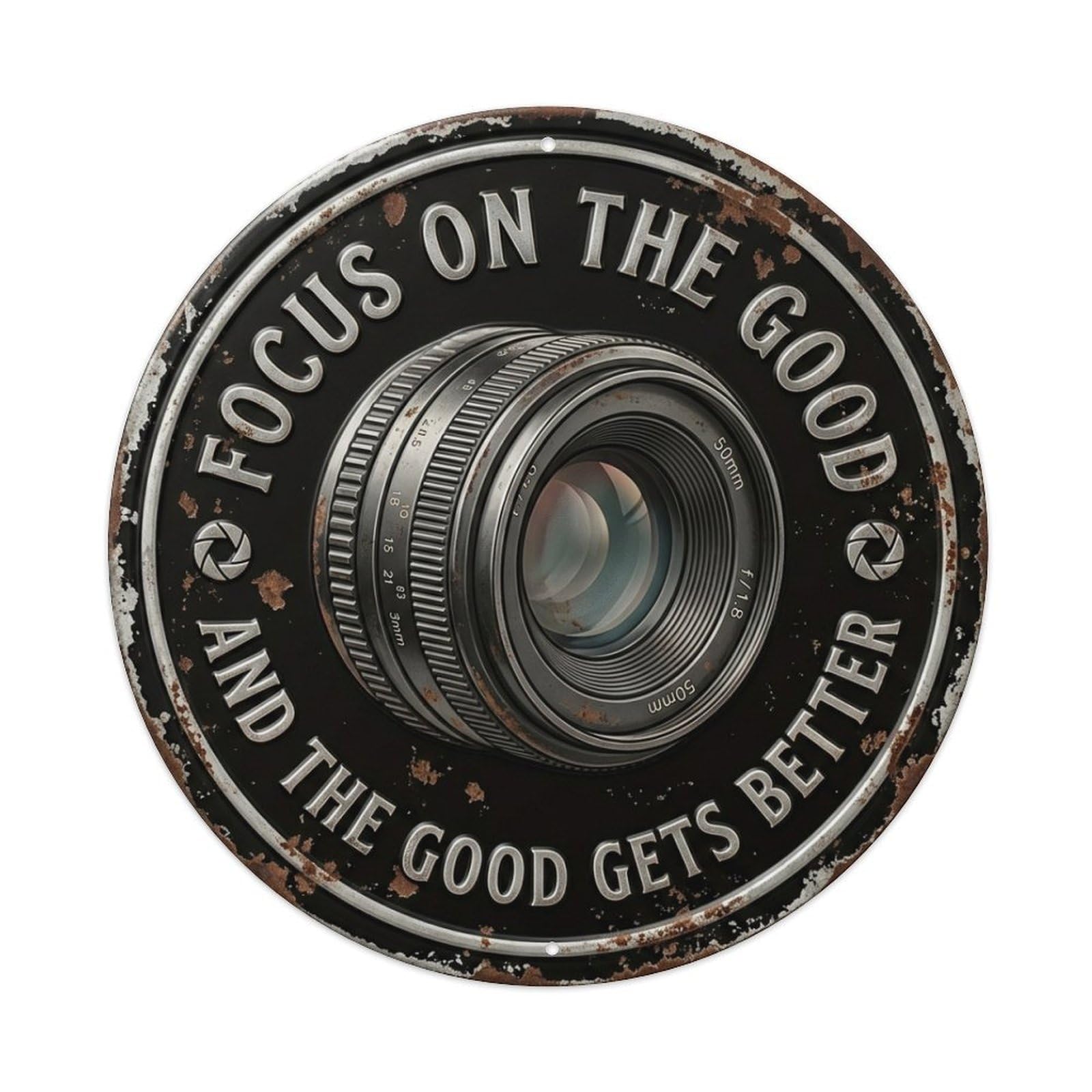 Vintage Camera Lens Studio Vintage Metal Tin Sign Plaque Wall Decor for Cafe, Club Bar, Office, Garden Metal Poster 8x8Inch