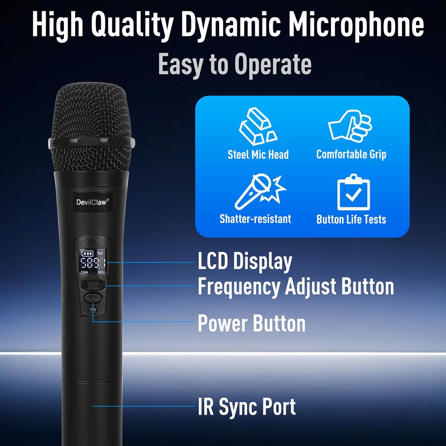 Wireless Microphone System, Dual Wireless Mics, Microphone for Singing, Karaoke, Church