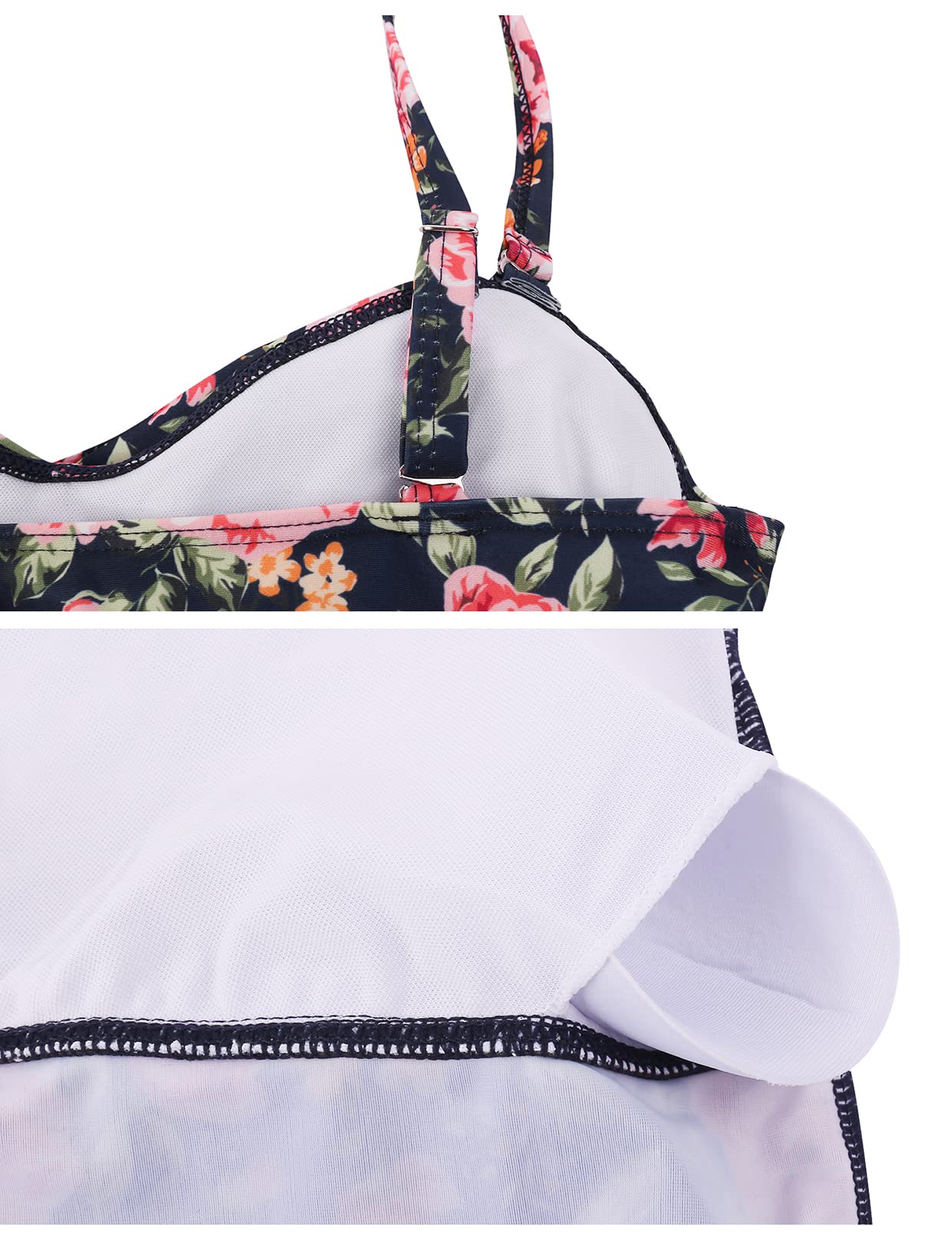 Sykooria Set di Costume da Bagno Donna 2 Pezzi Tankini Beachwear Costumi da Bagno Diviso Swimsuit Bikini Set Estivo per Mare Spiaggia Piscina Party Vacanza