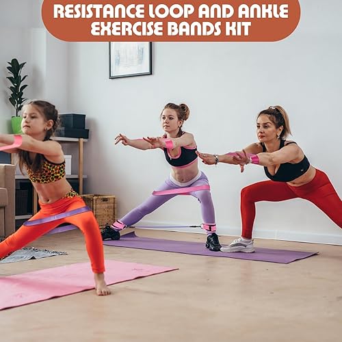 Miniatura 3 de Bandas de resistencia de tobillo con puños, equipo de entrenamiento de gimnasio en casa, equipo de ejercicio de levantamiento de glúteos para