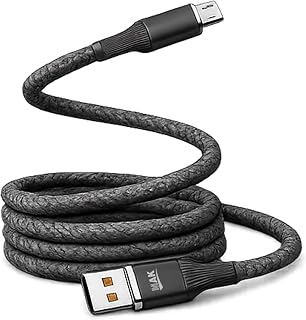 MAK Premium 3A Braided USB to V8 Cable, Fast Charging & High-Speed Data Sync Micro USB Charger Cord for Android Smartphones, Power Banks, Bluetooth Speakers & More – Grey