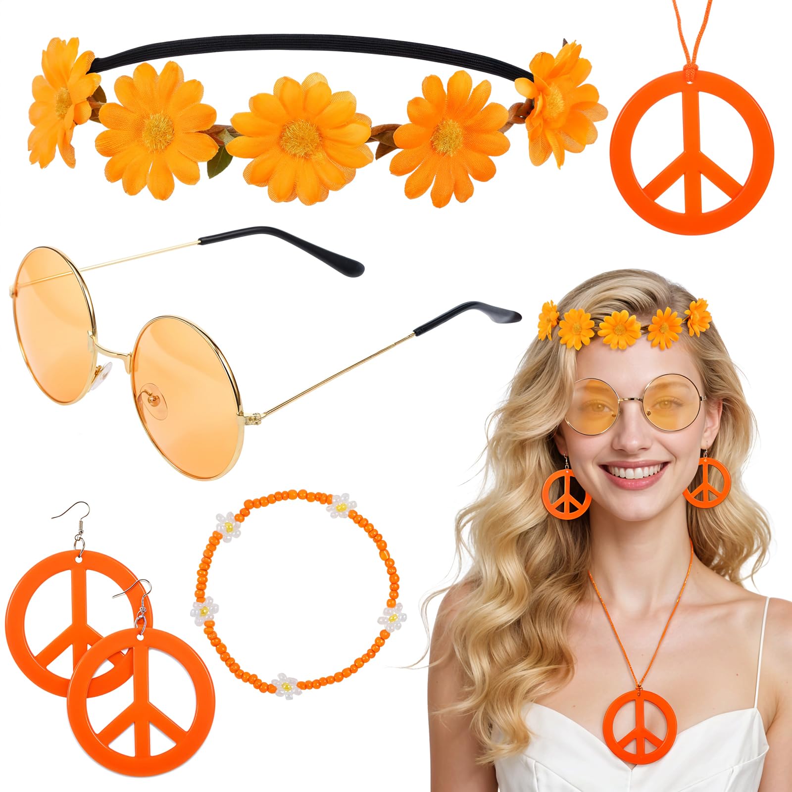Hpmjz 6Pcs Hippie Costume Accessories Set