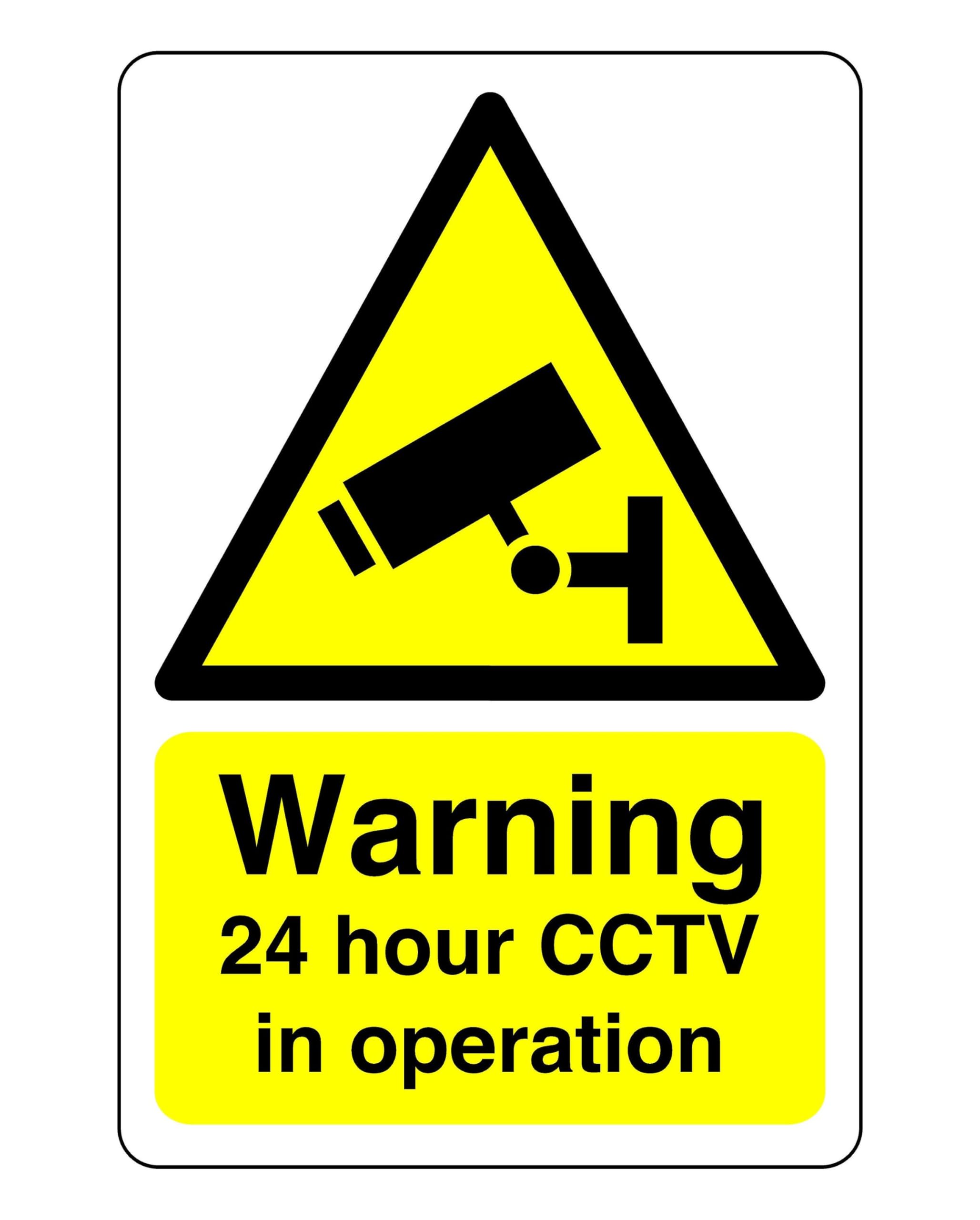 Warning 24 hour CCTV in operation sign - 1.2mm Rigid plastic for indoor/outdoor usage (400mm x 300mm) Viewing Distance within 14m.