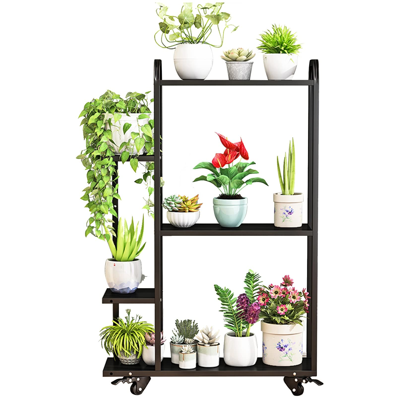 Support de pot de fleurs pour terrasse et salon avec étagère échelle 3 niveaux