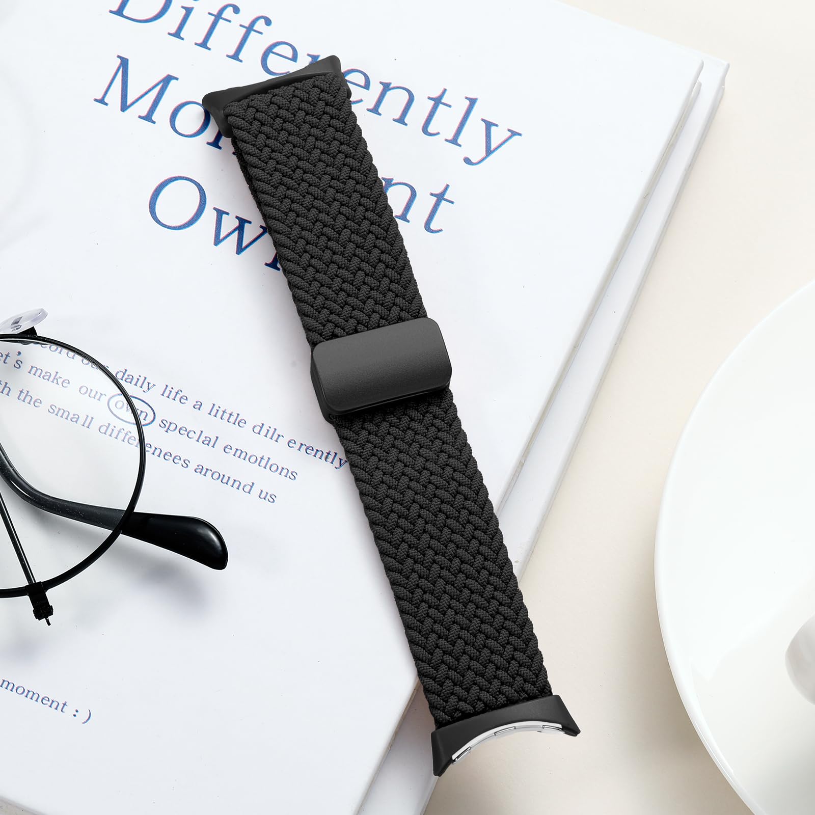 Maledan Magnetic Elastic Bands Compatible with Google Pixel Watch 3 41mm Band/Pixel Watch 2/ Google Pixel Watch Band Women Men, Soft Nylon Adjustable Braided Strap Replacement Wristbands Accessories