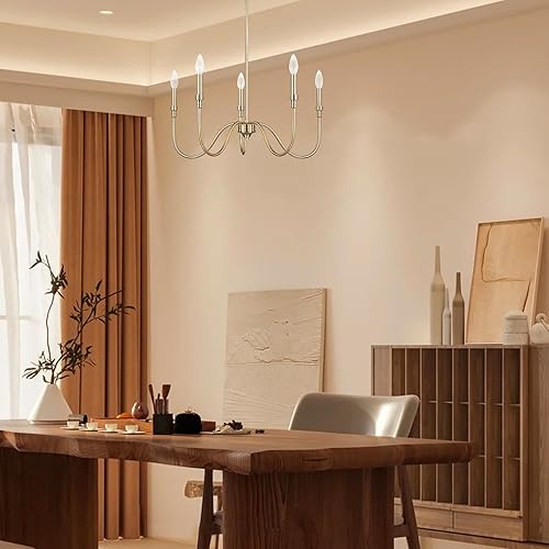 Miniatura 8 de Lámpara de araña de 5 luces, lámpara colgante moderna para cocina, comedor y sala de estar (oro cepillado)