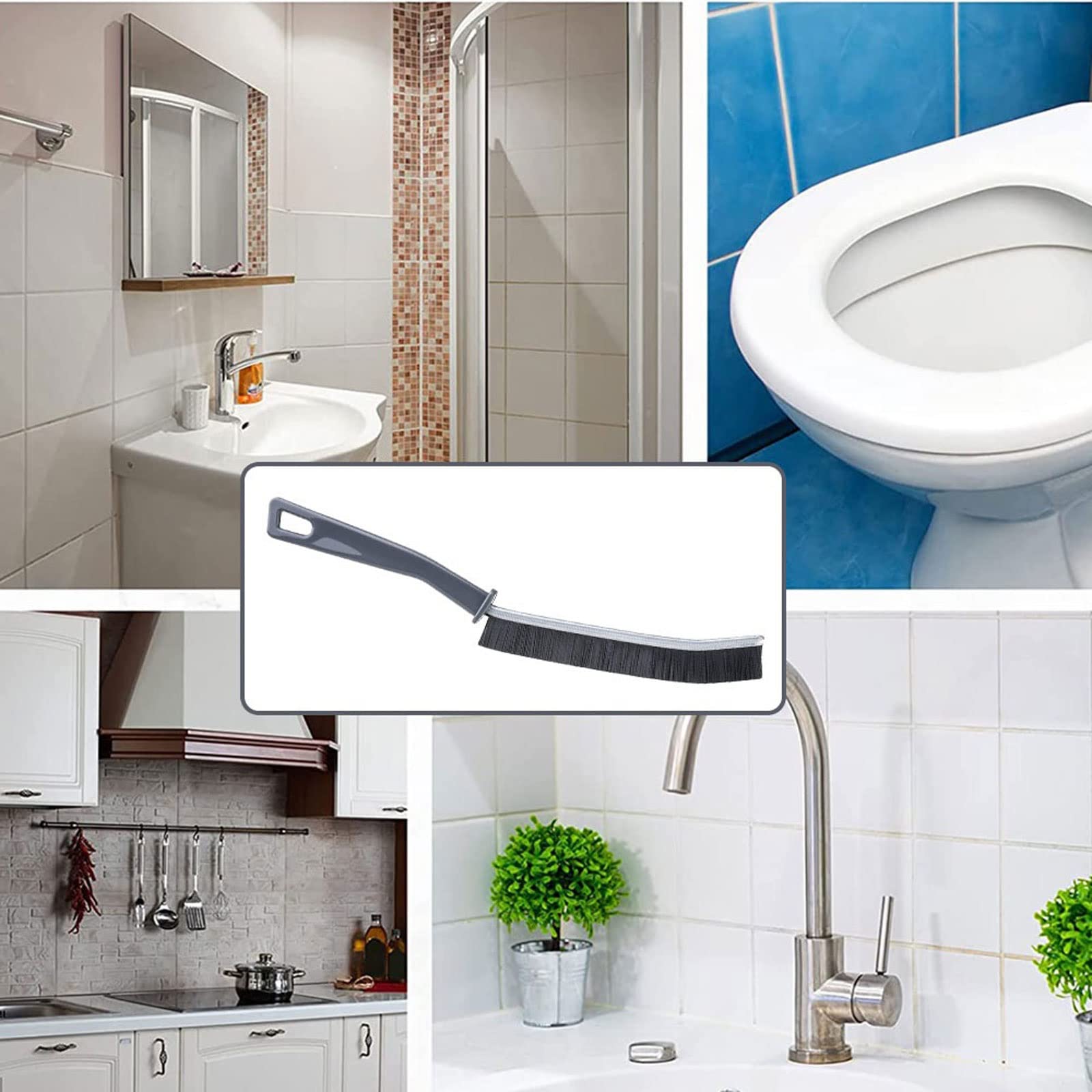 Cepillo Limpiador de lechada Duradero Cepillo de Limpieza de Juntas de Azulejos domésticos Cerdas rígidas Cepillo de Limpieza de lechada de Azulejos pequeños para líneas de Piso de Ducha (Blanco)
