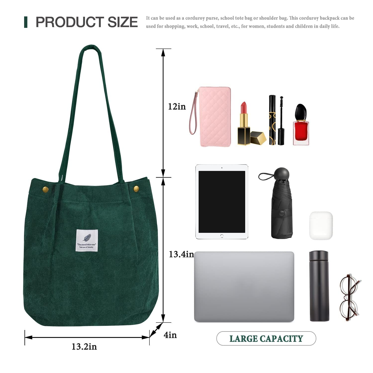 Korean Canvas Corduroy Tote Bag Casual Work Shoulder Handbags | Multi-Purpose Bag |Sturdy Canvas Bag with Large Capacity | Shopping Bag for Office, College & Daily Use 27 71Zs7LwJYIL. SL1500