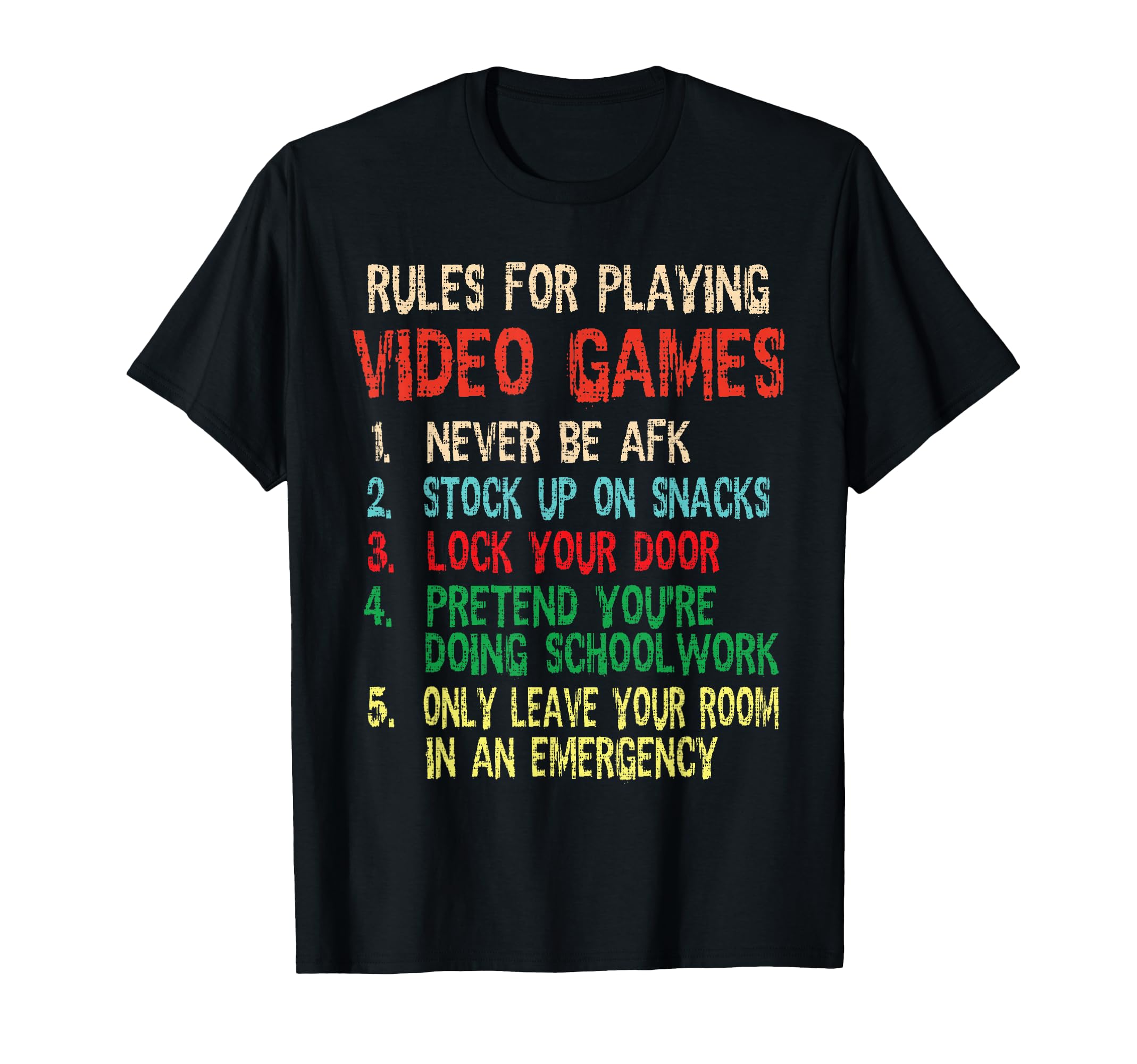 Funny Gamer Boys Teens Saying Rules For Playing Video Games T-Shirt