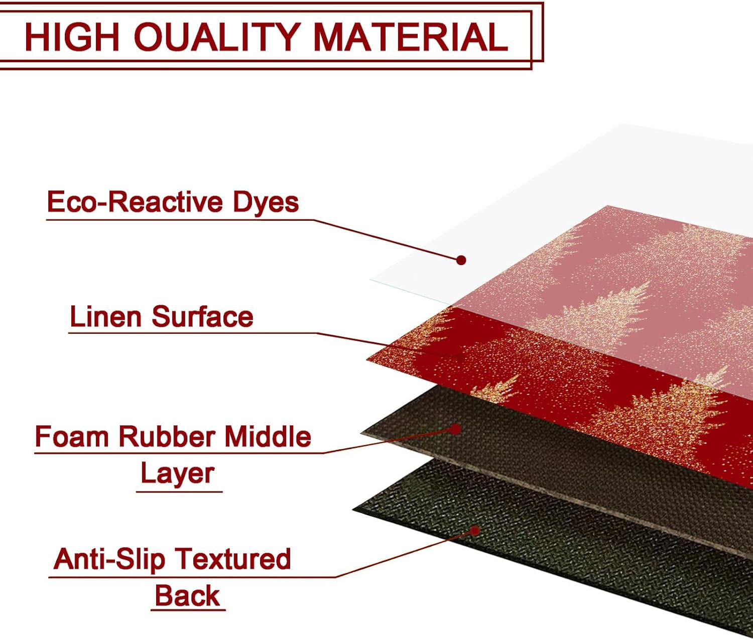 Kitchen Rugs and Mats Non Skid Washable, Merry Christmas Kitchen Runner Rug, Xmas Pine Tree Fireplace Kitchen Floor Mat Under Sink Mat Throw Rug for Kitchen Doormat