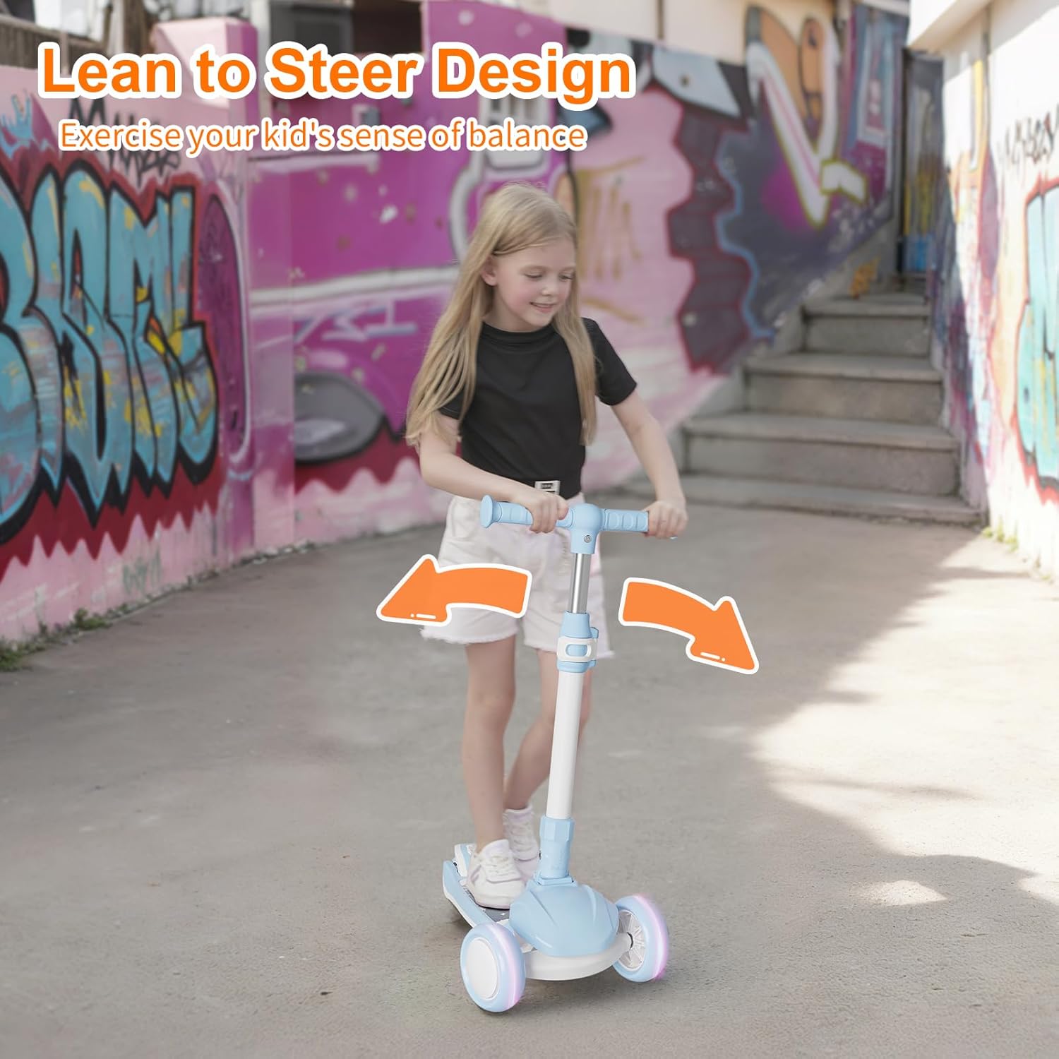 Kick Scooter for Kids 3 Wheel Capybara Gifts for Boys & Girls, Adjustable Height, Lean-to-Steer, Widen Anti-Slip Deck, Light Up Wheel