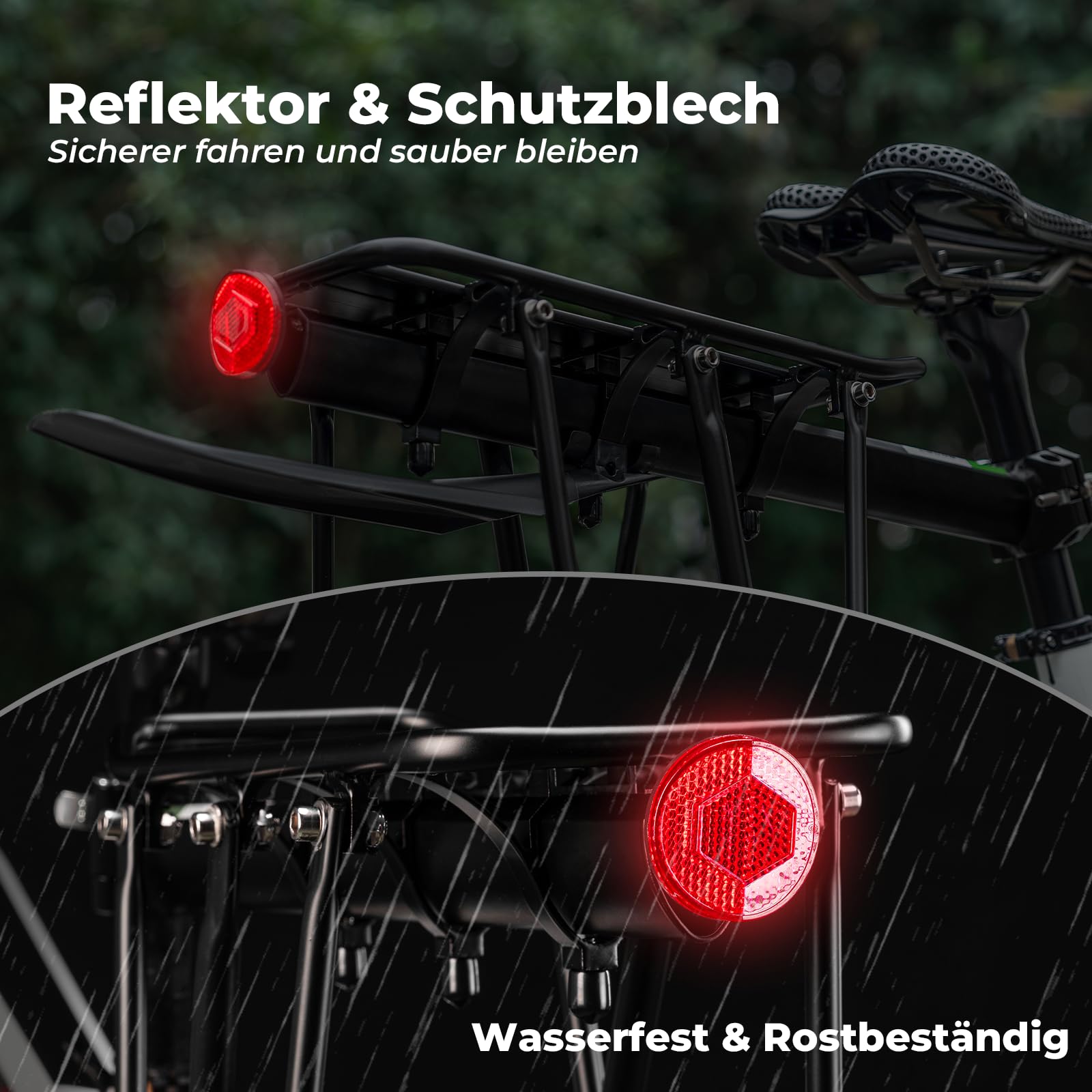 ROCKBROS Fahrrad Gepäckträger Mountainbike Gepäckträger Schnellspanner mit Reflektor 24-29 Zoll mit/ohne Schutzblech Aluminiumlegierung