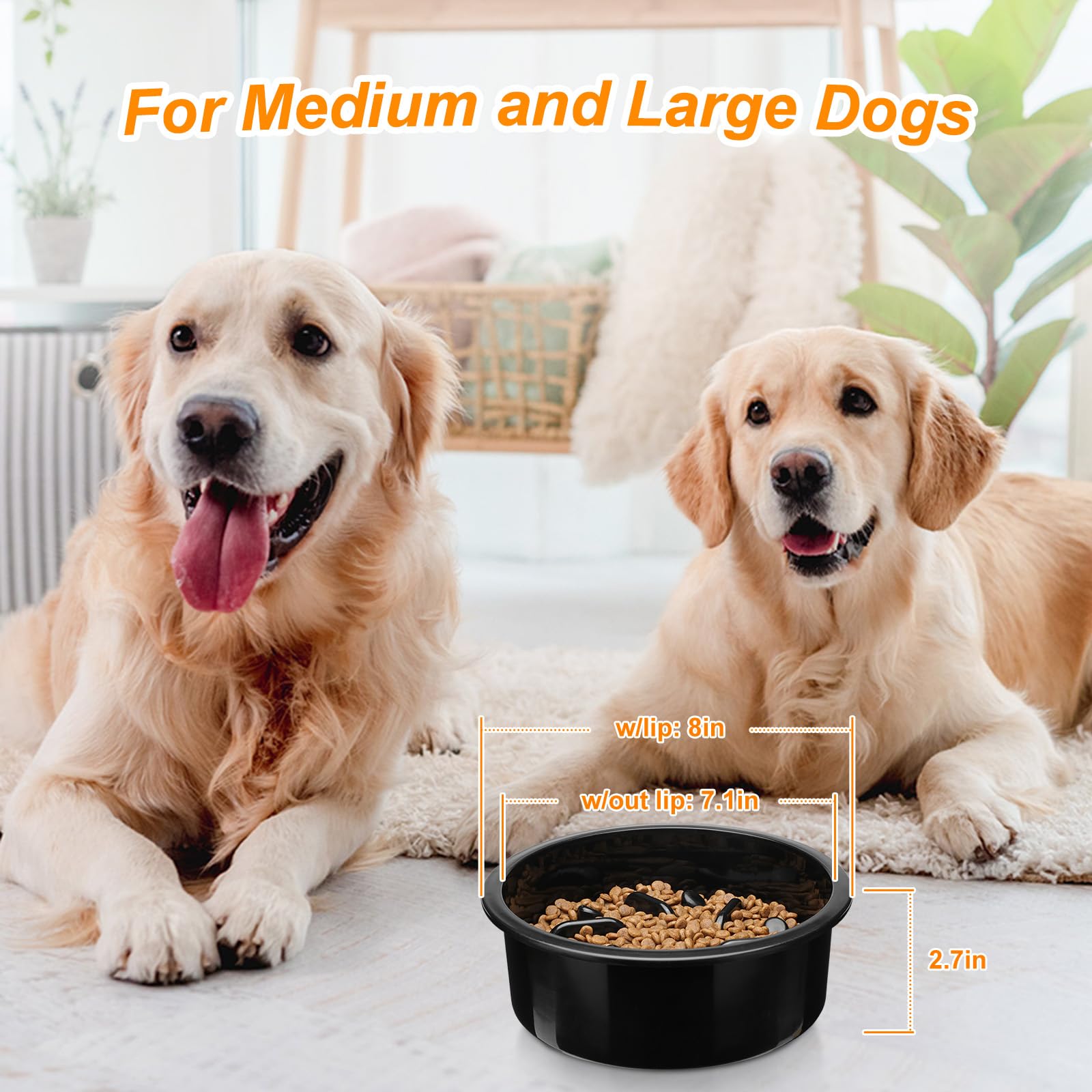 COMESOON Slow Feeder Dog Bowl, Slow Down Eating Anti-Choking Bloat Stop Maze Design Dog Dishes Fit for COMESOON Bowl Stand DB-G03/DB-B03, Black - image 5