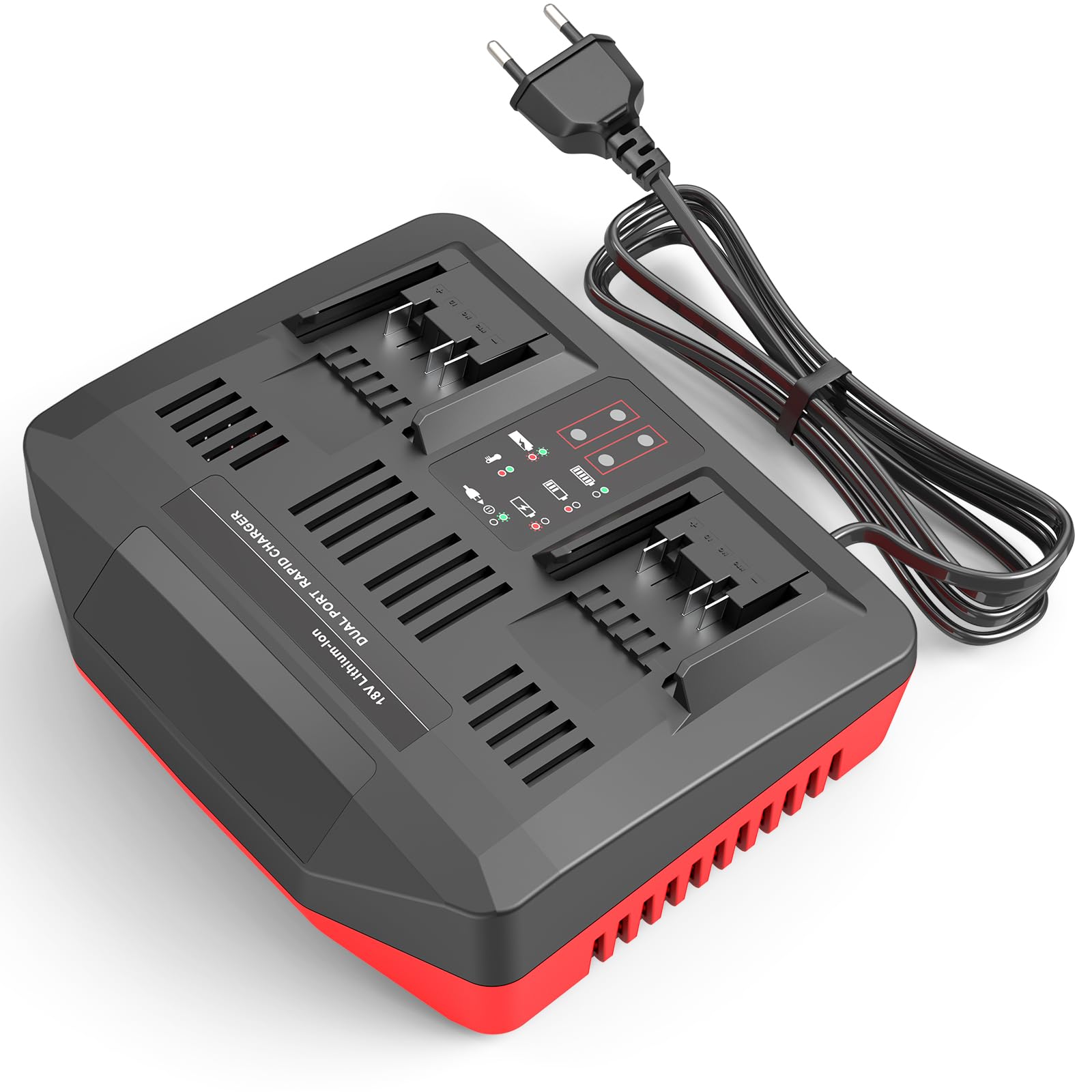 ASUNCELL 3A Cargador de Doble Puerto para Power X-Change de 18V batería de Iones de Litio, Cargador rápido Twincharger, gestión de Carga Inteligente con Pantalla LED