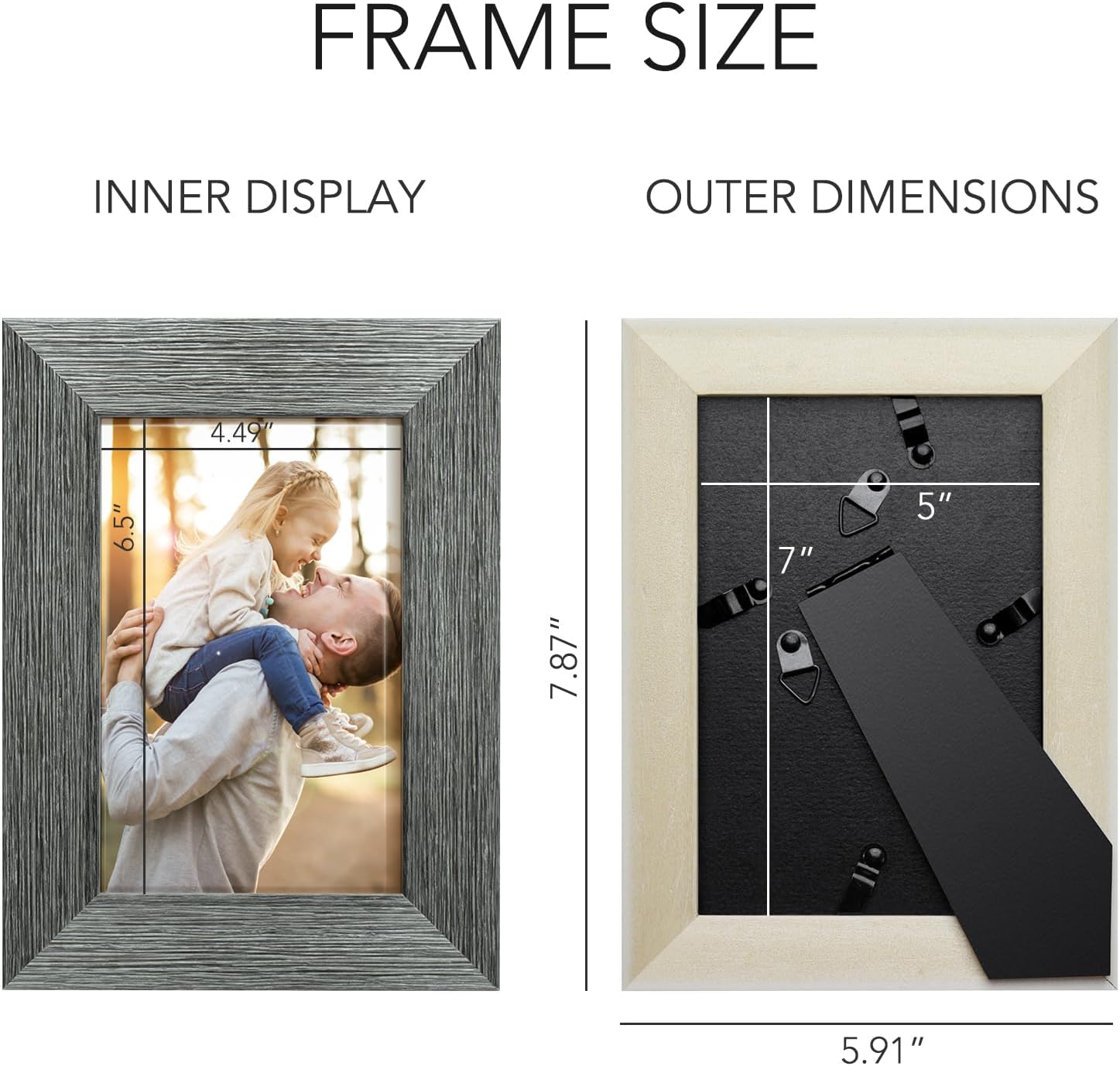 TWING 5 X 7 Picture Frames Set of 6, Rustic Grey Farmhouse Photo College Frame for Wall Decor or Table Top Display - Image 4