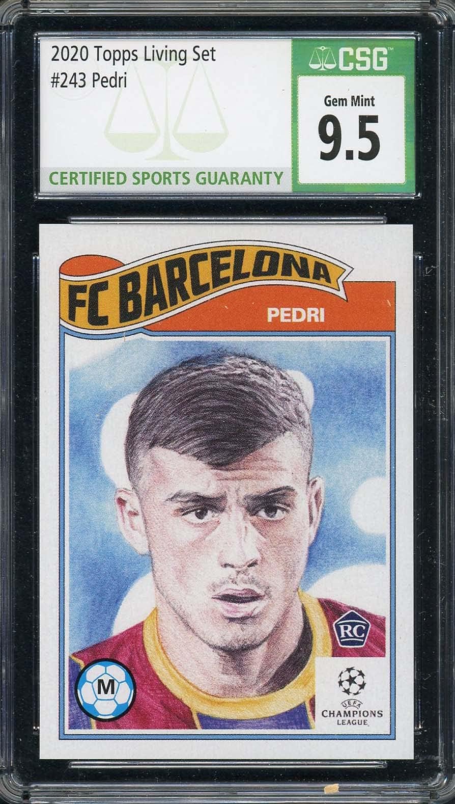 Pedri 2020 Topps Living Soccer Rookie Card RC #243 Graded CSG 9.5