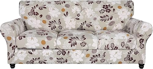 Miniatura 33 de SearchI Funda Elástica para Sofá con Estampado Fundas para Sofá, Patrón Floral Funda para Sillón de 2 Piezas con Funda de Cojín de Silla Separada,