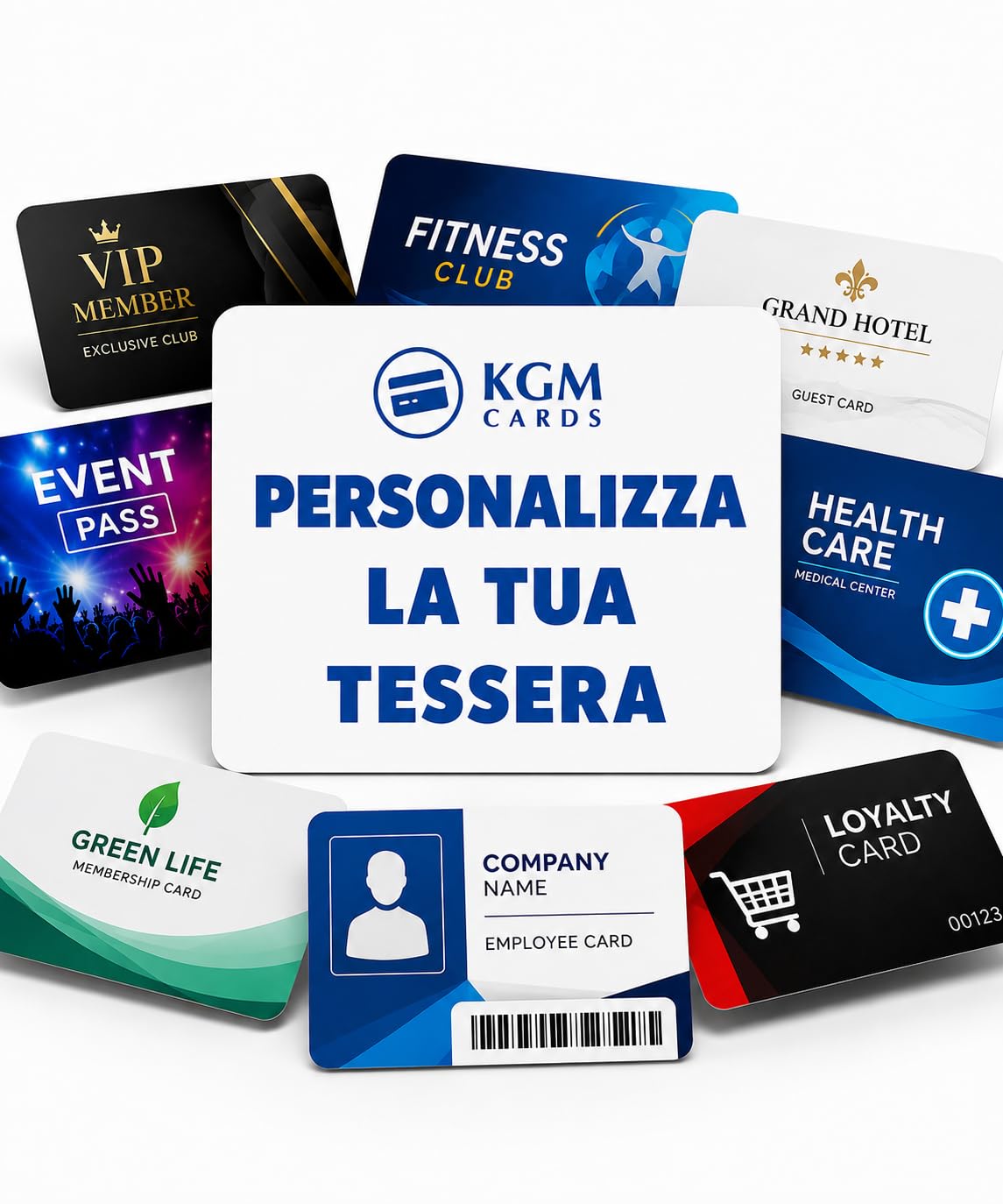 Tessere PVC Personalizzate da 1 a 5000 Pezzi, Card con Foto Logo e Testo, Badge Fronte Retro