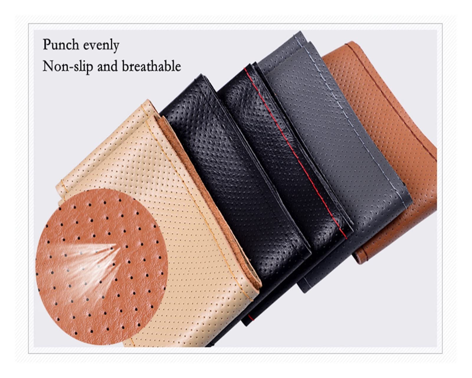 Funda Volante Funda para Volante Coche De 15 Pulgadas/38 Cm Trenza Cuero Artificial Suave En El Volante con Accesorios Aguja E Hilo Cubierta Volante Fundas (Color : Marrón)