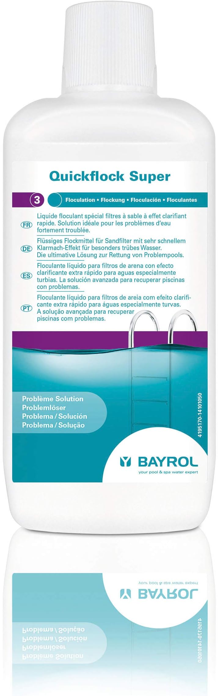 BayrolQuickflock Super 1 L Flocculant Pool Sand Filter, Liquid, Very Fast Clarifying Effect for Particularly Cloudy Pool Water, Water Purifier Pool Cleaner