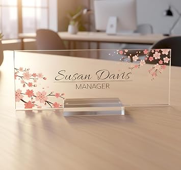 ARTSWAVE Desk Name Plate Personalized - Luxurious Custom Name Plate for Desk - Elegant Acrylic Design - Ideal Office Decor - Personalized Name Plates for Signs