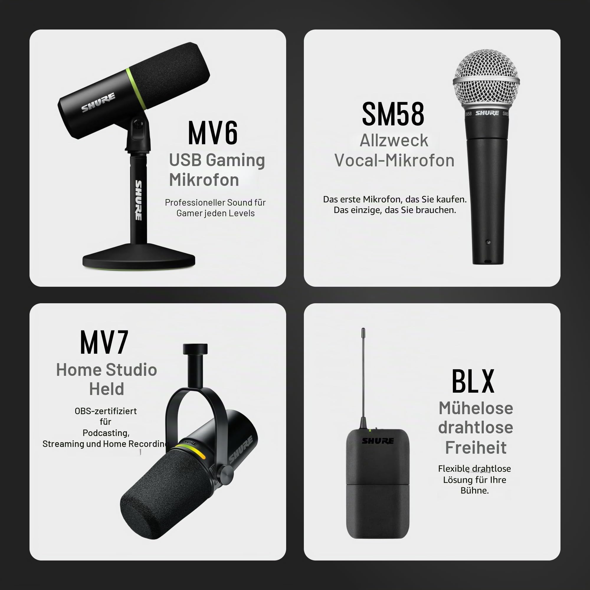 Shure Super 55 Deluxe Vocal Microfon - Vintage Supercardioid Dynamic Unidyne Mic, legendärer Look, klassisches Sound - robustes Die -Cast