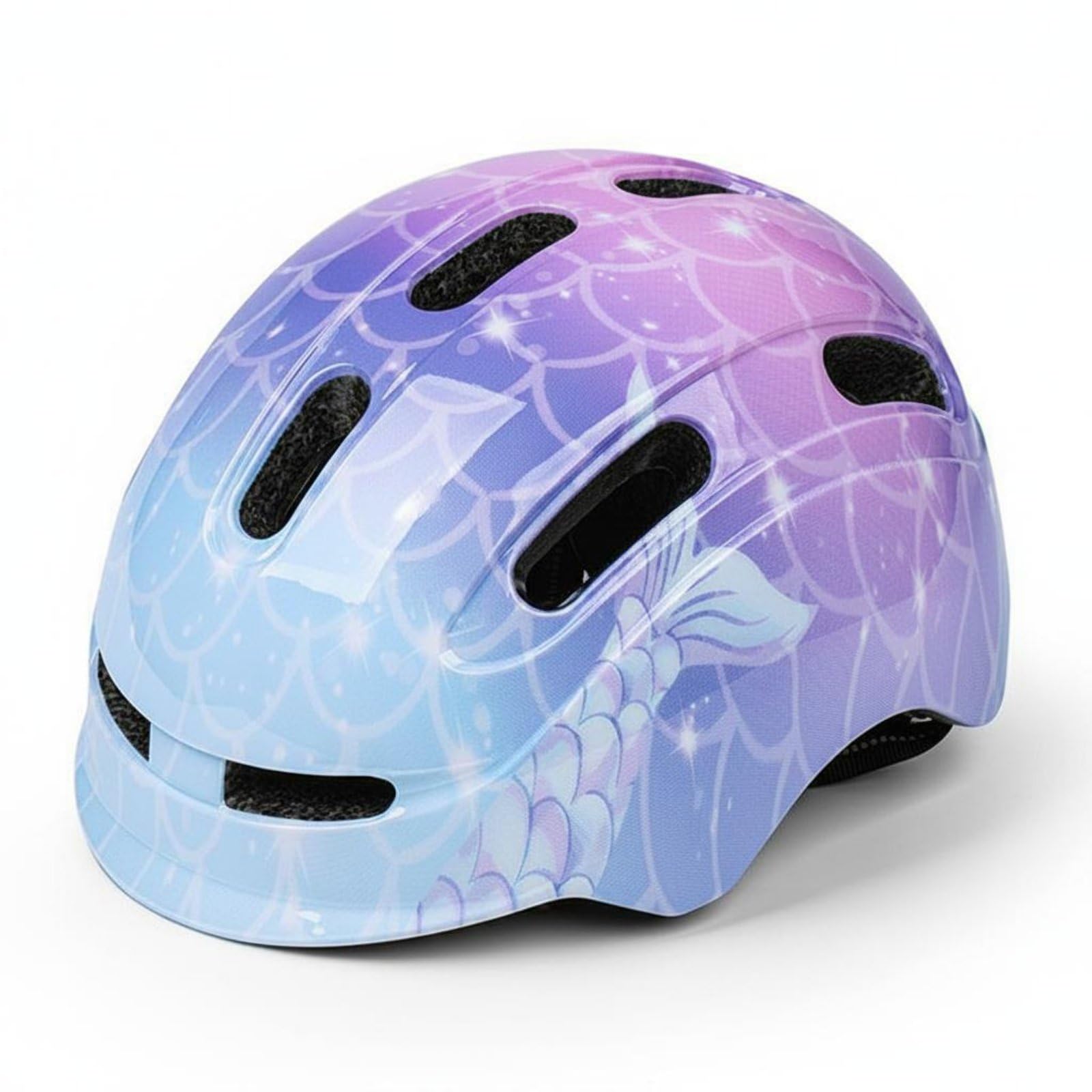 Breathable Kids Bike Helmet Shock Resistant Toddler Multi-Sport Helmet Lightweight Design Removable Liner for Toddlers, Cycling, Skateboarding, Roller Skating, Mermaid Purple-image-5