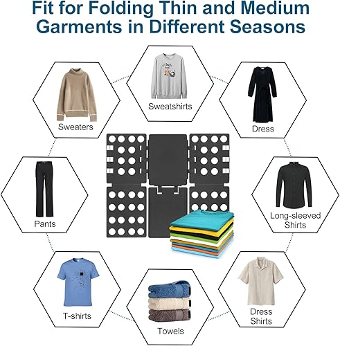 Miniatura 8 de Carpeta de camisa para ropa, tabla plegable, ayudante plegable de plástico duradero, carpetas de lavandería para adultos y niños