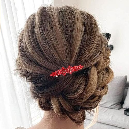 Miniatura 7 de Pasadores para el cabello austriacos rojos, pinzas de cristal de circón brillante, pinzas para el cabello francés, para novia, moda, diamantes de