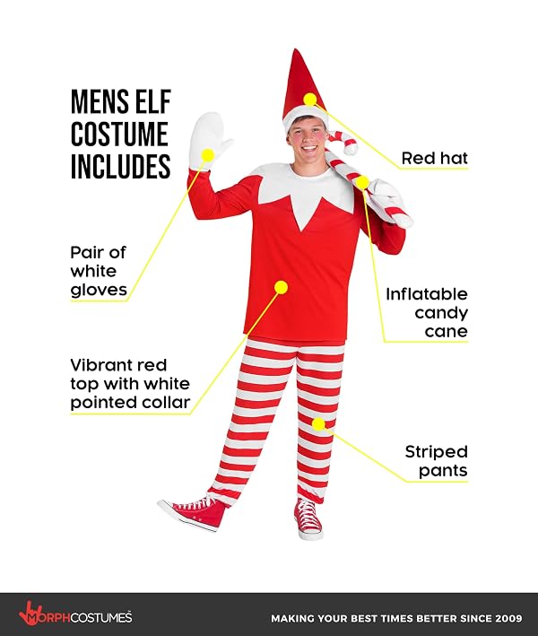 Morph Elf Costume Men Adult Christmas Elf Costume for Men Santa Helper Outfit Holiday Christmas Costumes for Adults Large by Morph - Image 2
