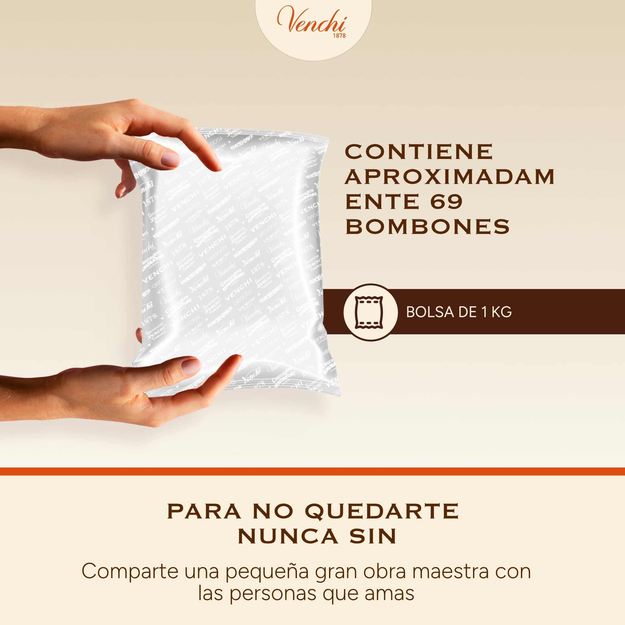 Venchi - Minilingote de Chocolate con Leche con Avellanas -70 % Azúcares - Bombón con Avellanas del Piamonte IGP Enteras, 1 kg - Sin Gluten