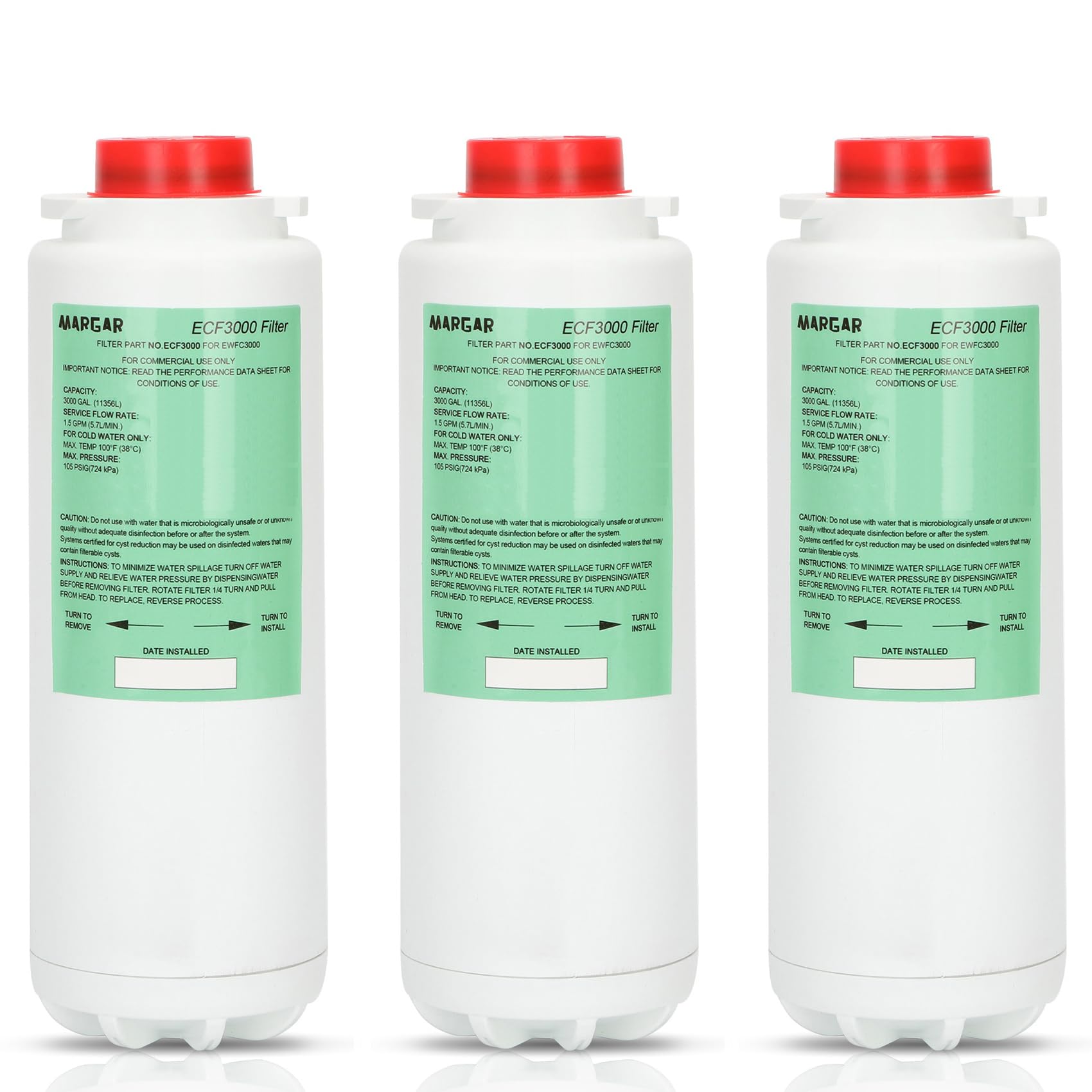 ECF3000 Filters, Compatible with Elkay ezH2O WaterSentry Plus Replacement, High Capacity 3000 Gallons for Built-in Elkay Water Dispenser 51300C