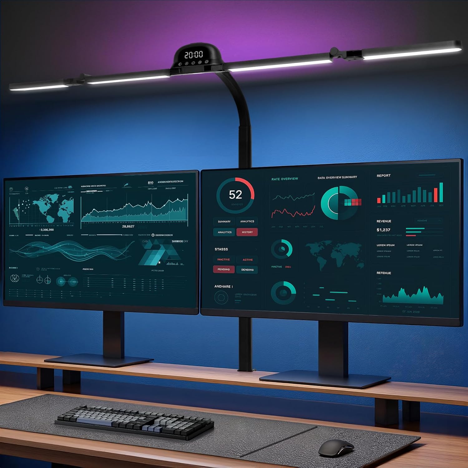 (-32%) Bludrfnly Schreibtischlampe LED mit RGB, 120 cm Monitor Lampe Dimmbar