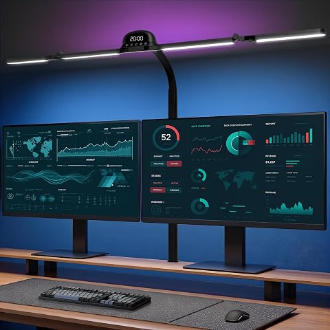 Schreibtischlampe LED mit RGB, 120 cm Monitor Lampe Dimmbar