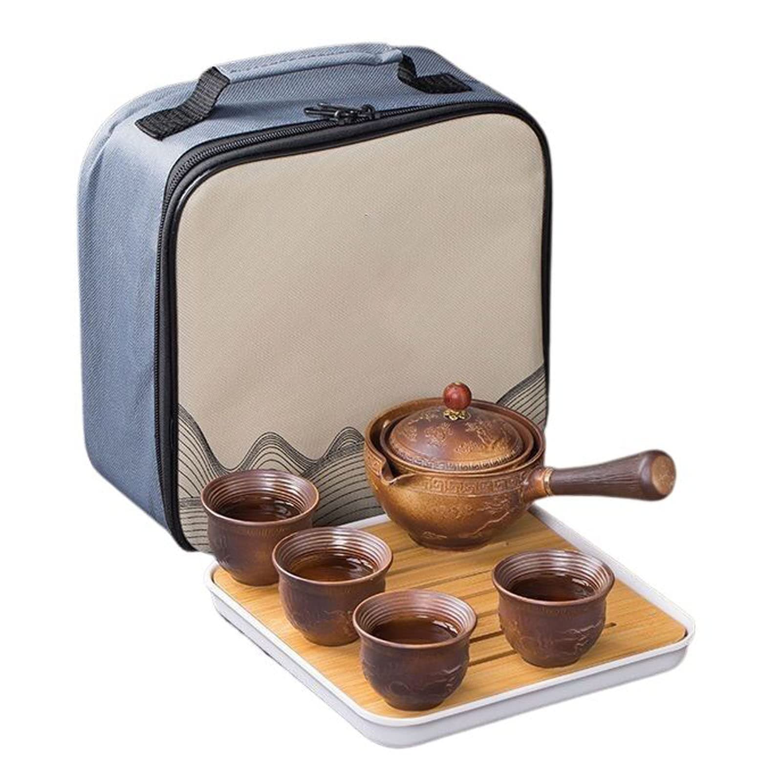 GTHTUHFD Portable Teapot Travel Tea Set, Porcelain Japanese Kung Fu Tea Set, Chinese Gongfu Tea Set, Teapot, Teacups And Tray-E-Whole Set,C-whole set