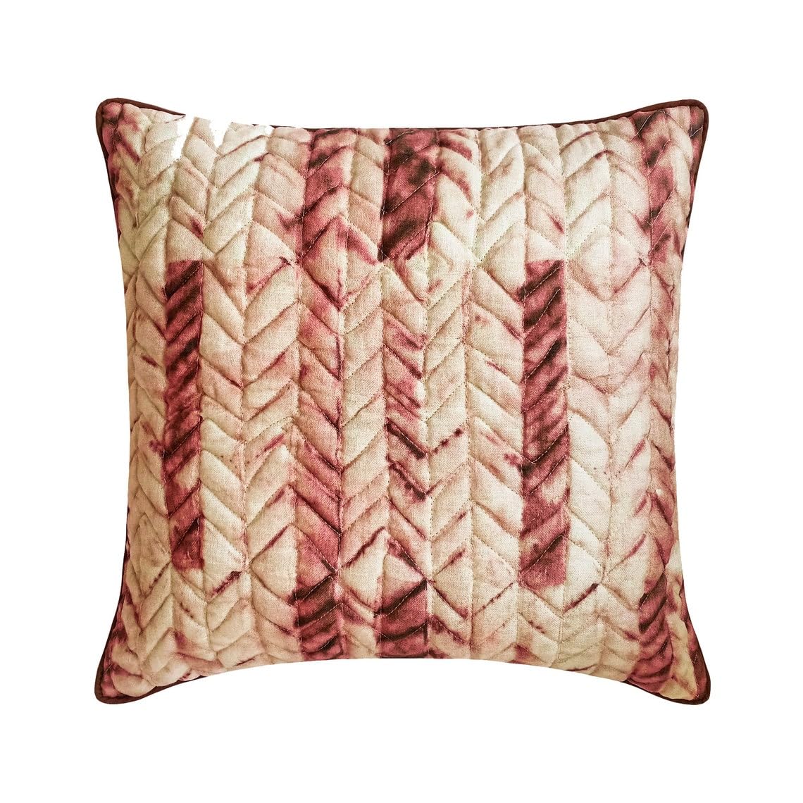 The HomeCentric Maroon Pack of 2, 65x65 cm (26"x26") Euro Cushion Covers, Velvet Chevron, Tie & Dye & Quilted Euro Cushion Covers, Geometric Pattern Modern Style - Chevron Wise — image 1