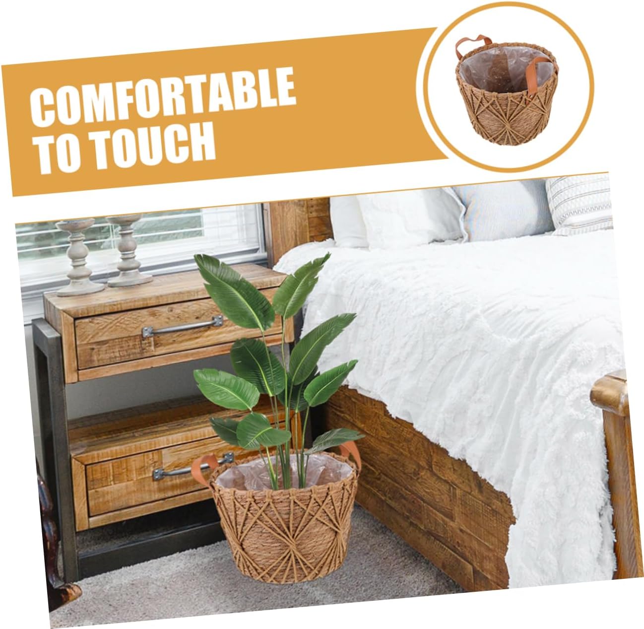 BESPORTBLE Portable Woven Flower Basket Handle Multi-purpose Storage for Garden Gatherings Rustic Home Decor and Outdoor Events Natural Material Design