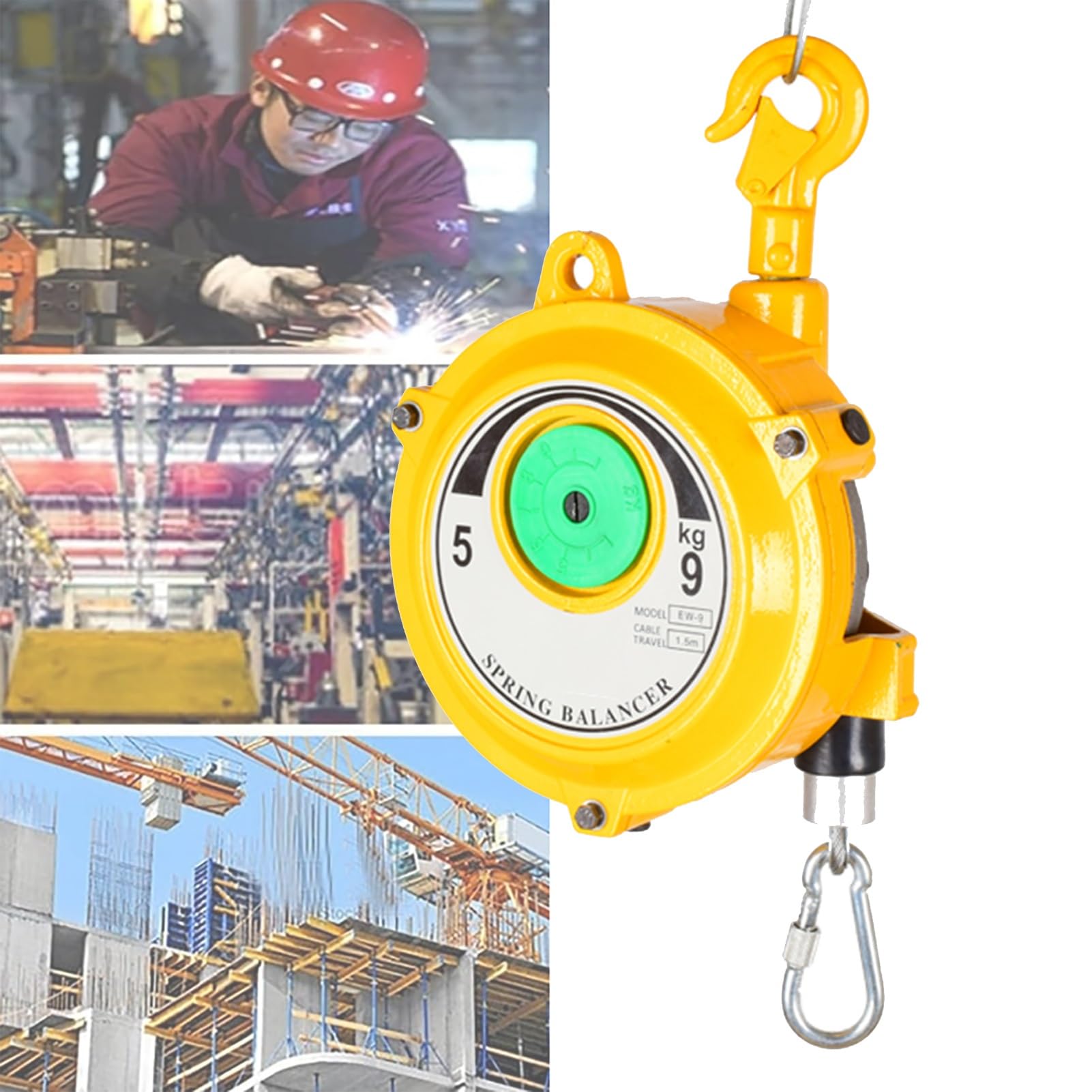 Retractable Spring Balancer, Spring Balancer Retractable Tool Holder 1.5m 1-70kg for Assembly Line Hanging(5-9kg)
